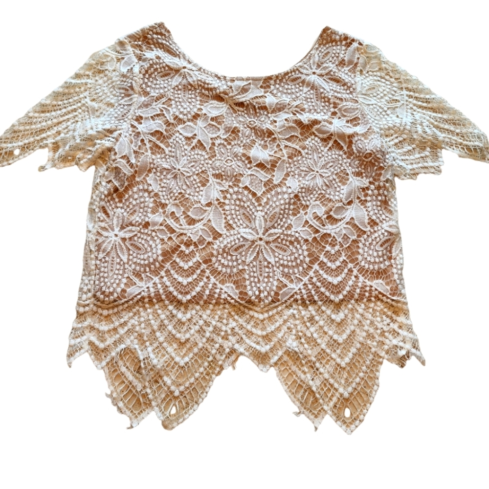 Womens Express Short Sleeve Lined Lace Top Size XS
